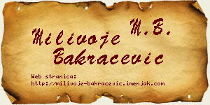 Milivoje Bakračević vizit kartica